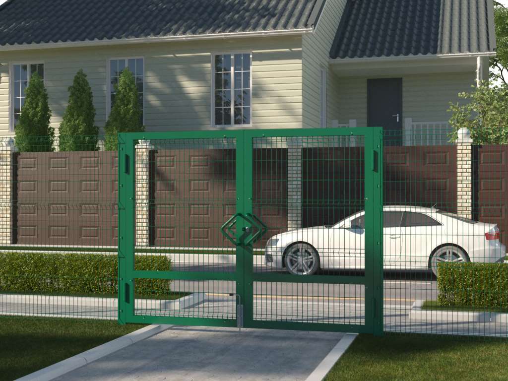 Ворота распашные со стальной рамой с заполнением сварной сеткой 8