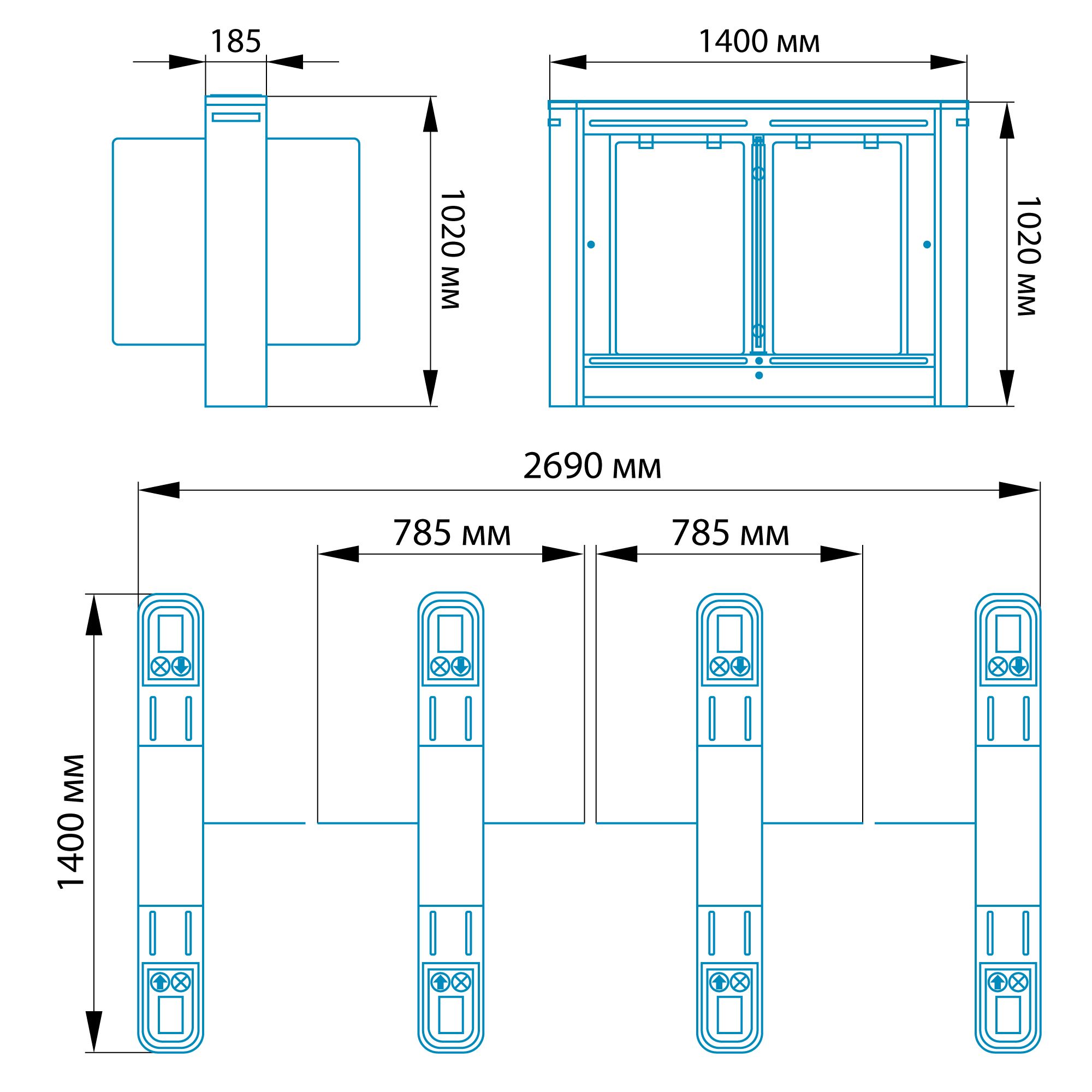 Турникет распашной БЛОКПОСТ РСП 1000, средняя секция для РСП 500 2