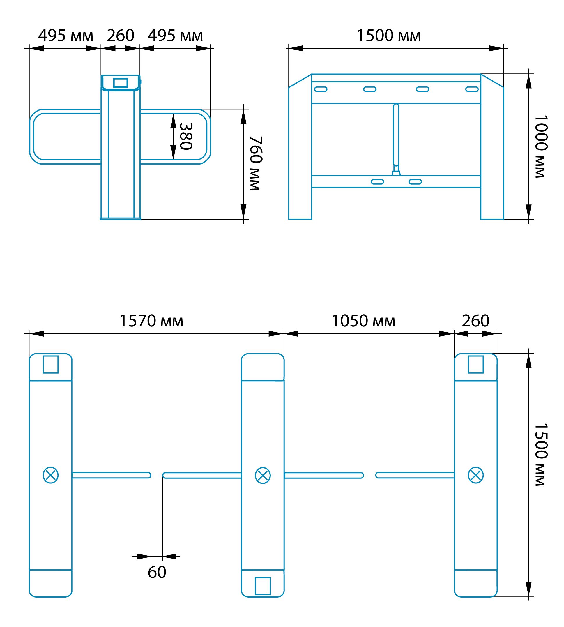Турникет распашной БЛОКПОСТ СДВ 1000, средняя секция для СДВ 500 1
