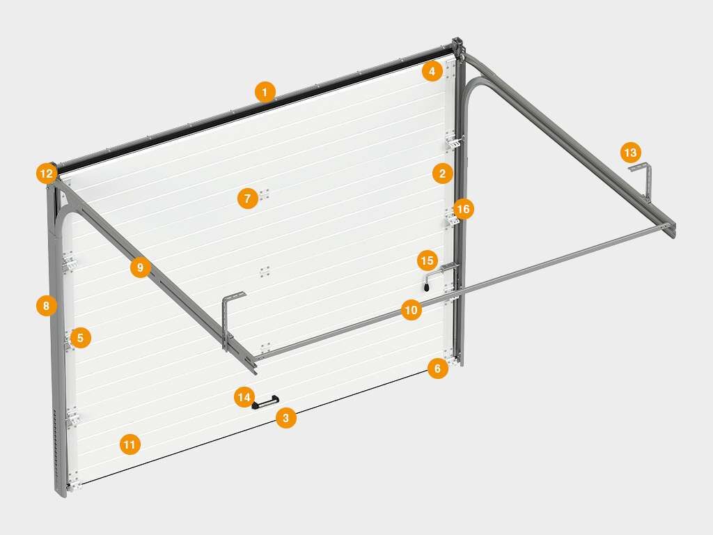 Ворота гаражные секционные с пружинами растяжения RSD01BIW 1
