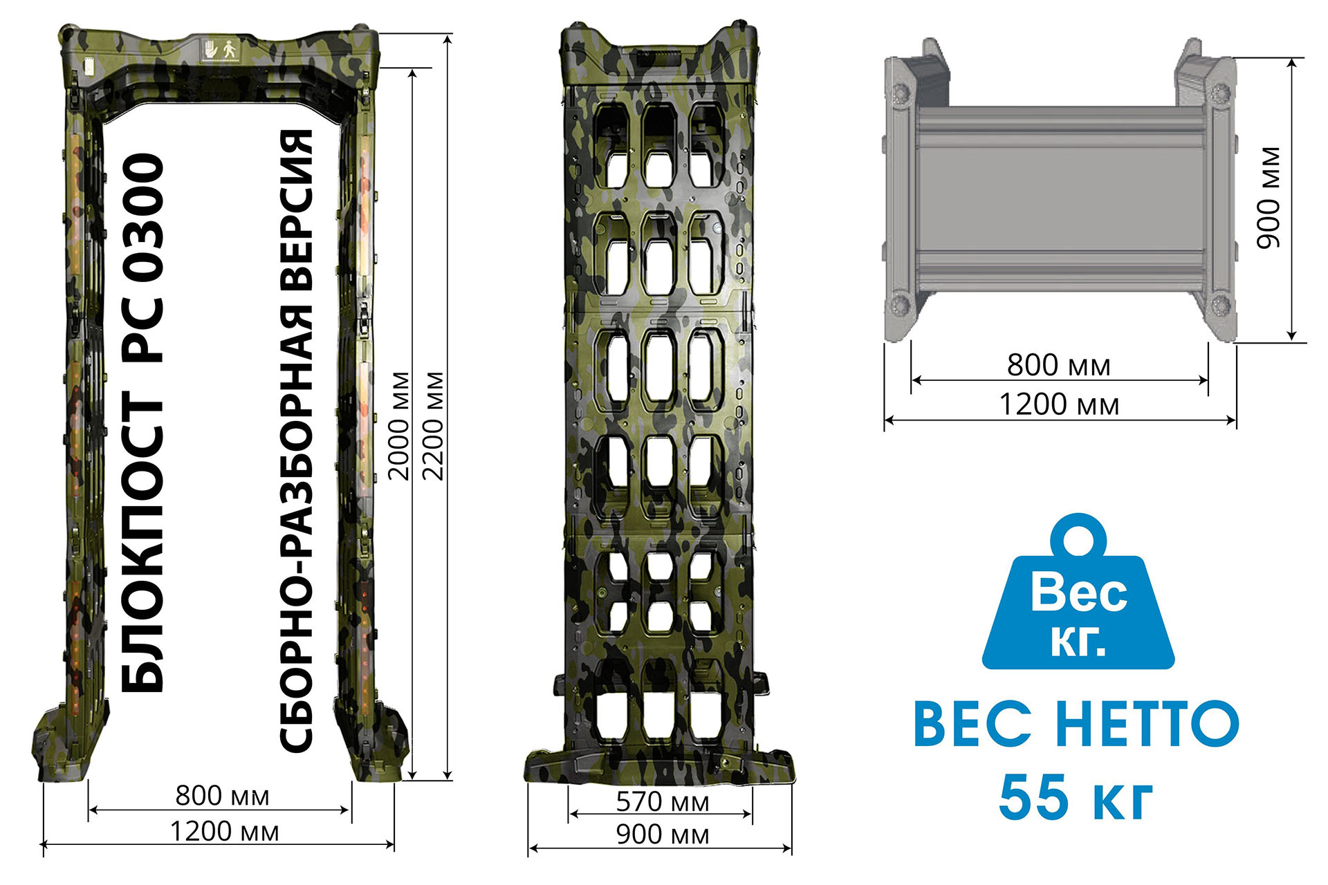 Арочный металлодетектор БЛОКПОСТ РС-0300 М (КАМУФЛЯЖ) 1