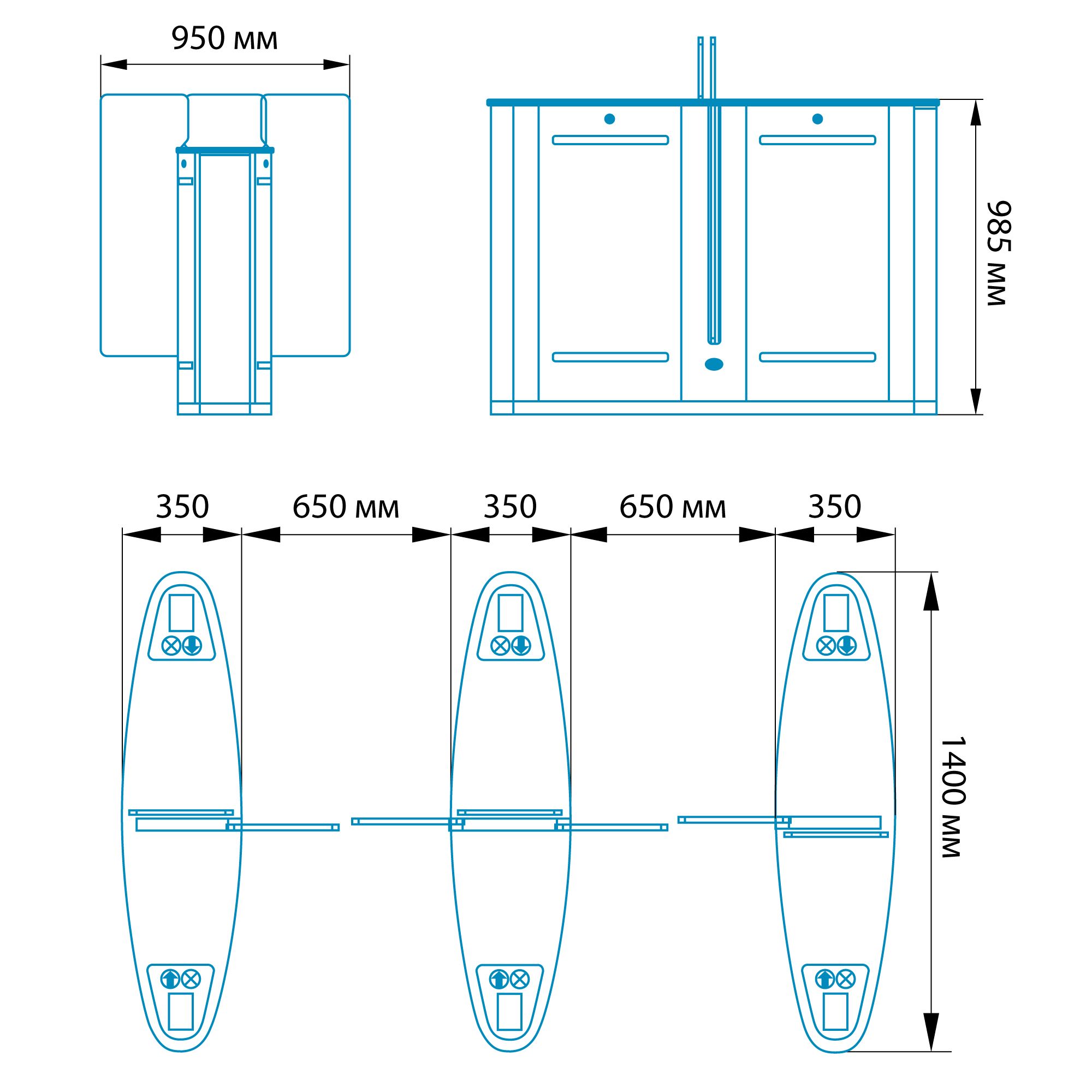Турникет скоростной БЛОКПОСТ СКП 1200, средняя секция для СКП 600 1