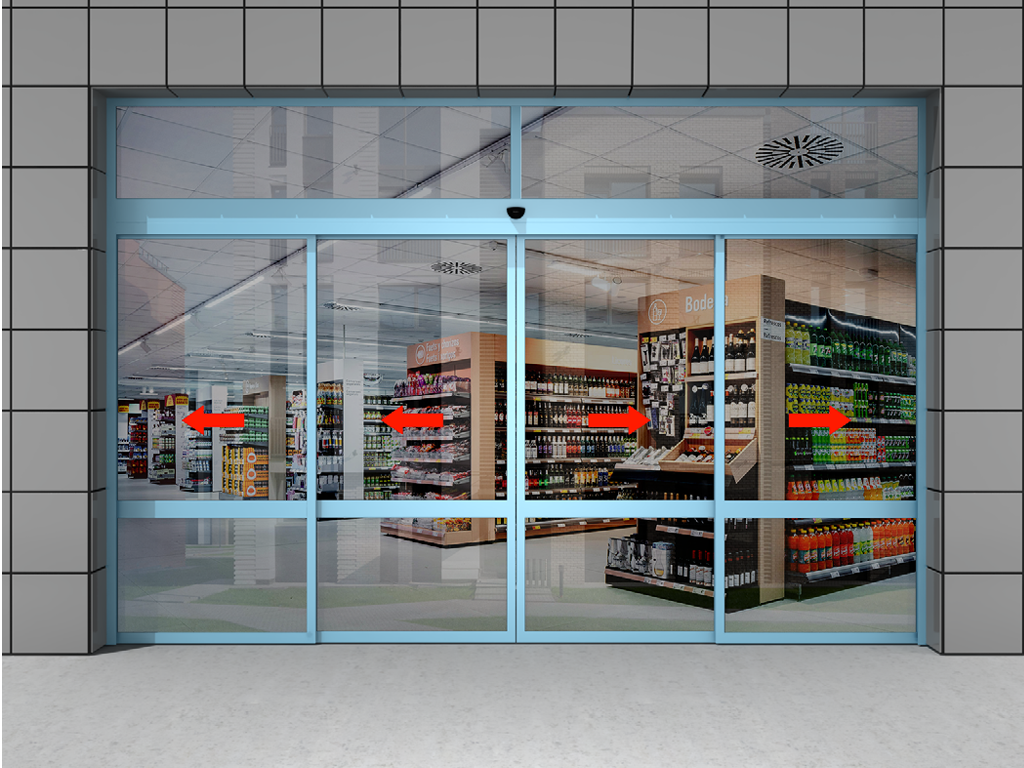 Комплект телескопической раздвижной двери (четыре подвижные лайтстворки и фрамуга) для привода AD-SP-TELESCOPE 3