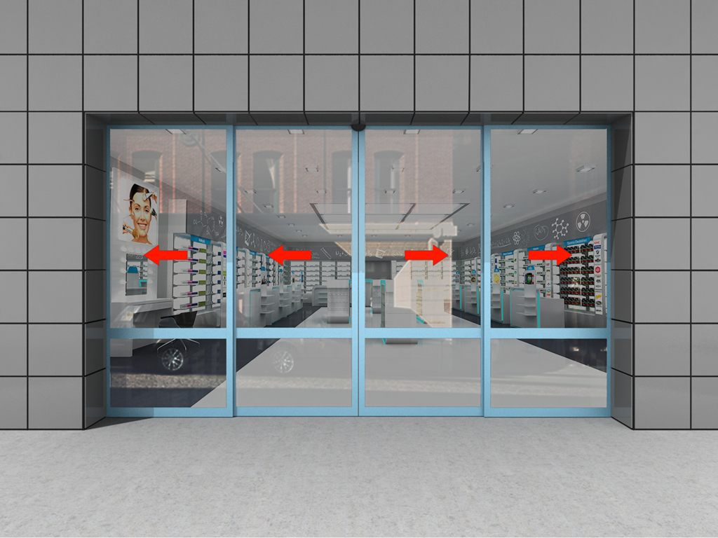 Комплект телескопической раздвижной двери (четыре подвижные лайтстворки и фрамуга) для привода AD-SP-TELESCOPE 1