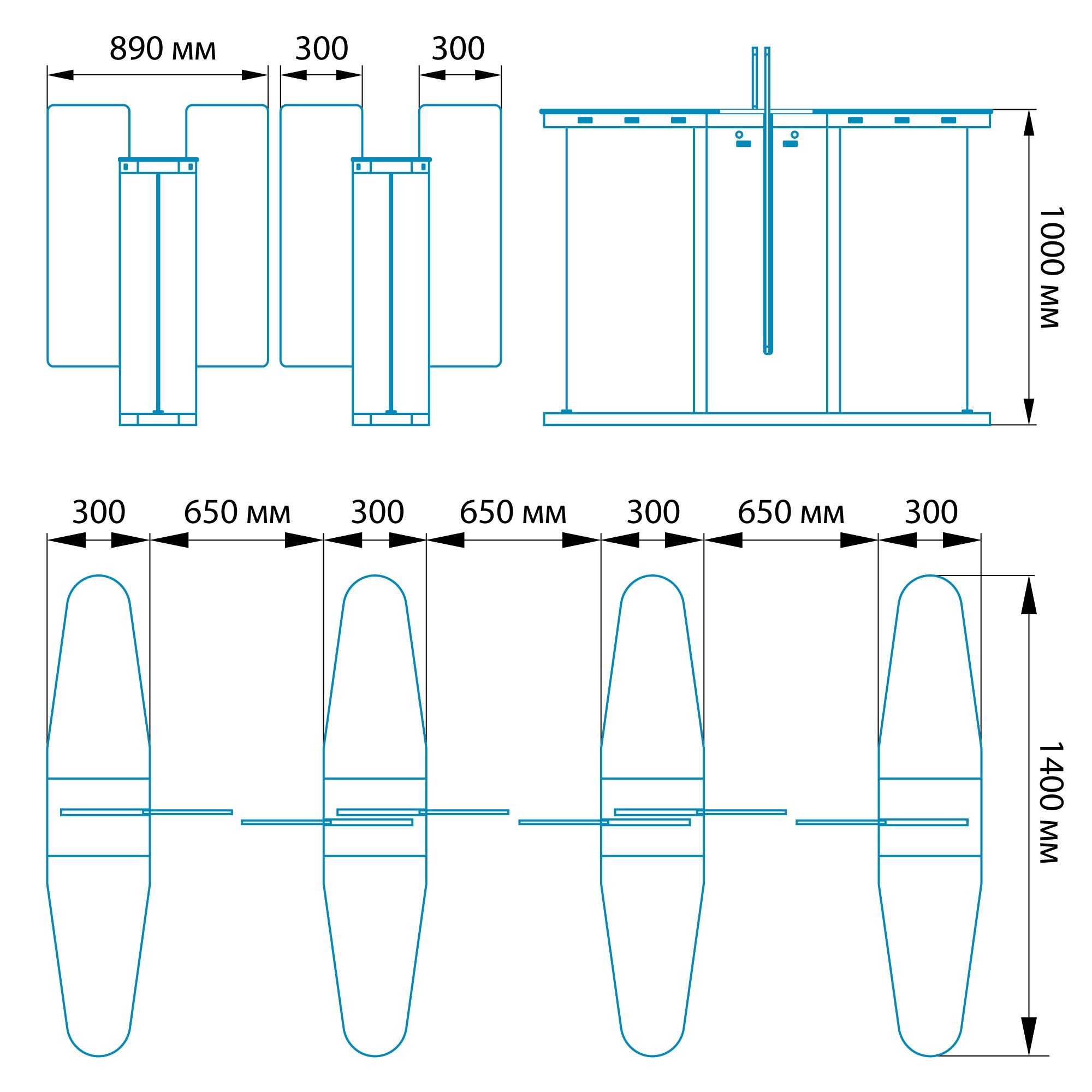 Турникет скоростной БЛОКПОСТ СКП 1600, средняя секция для СКП 800 1