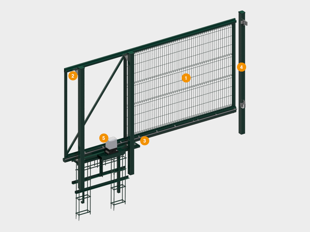 Откатные ворота со стальной рамой и заполнением сварной сеткой 1 Откатные ворота со стальной рамой и заполнением сварной сеткой 1