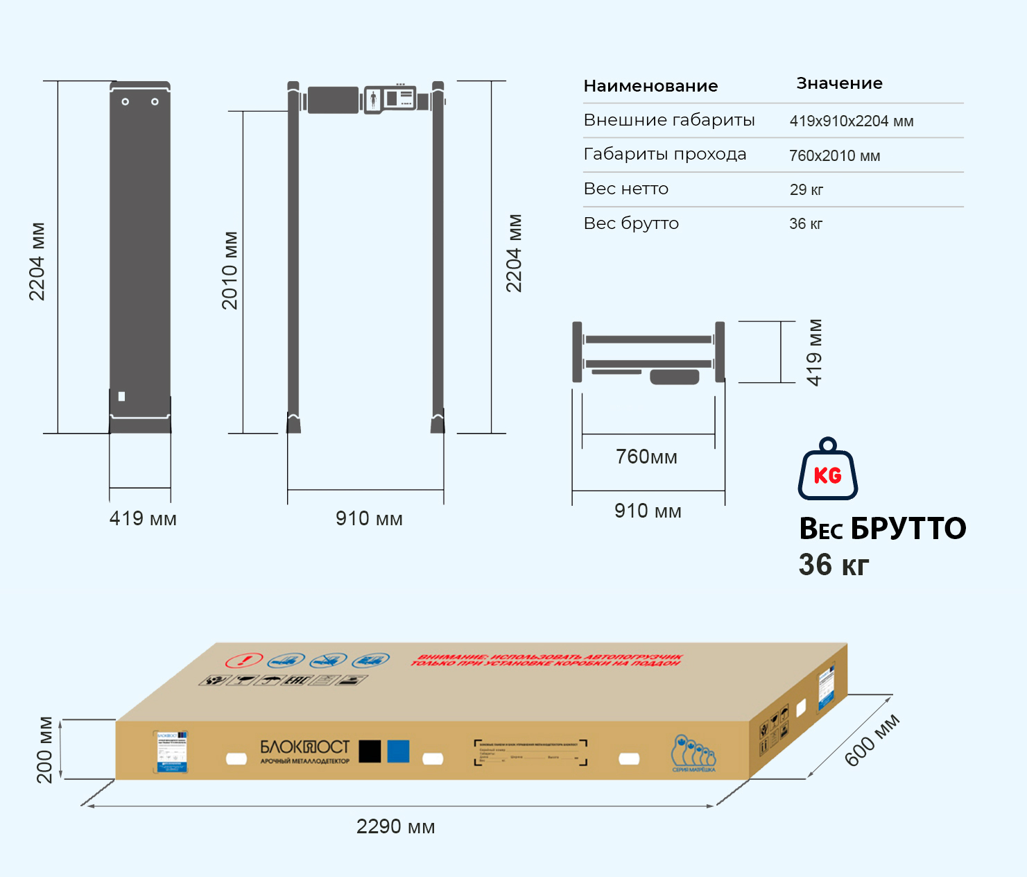 Арочный металлодетектор БЛОКПОСТ 