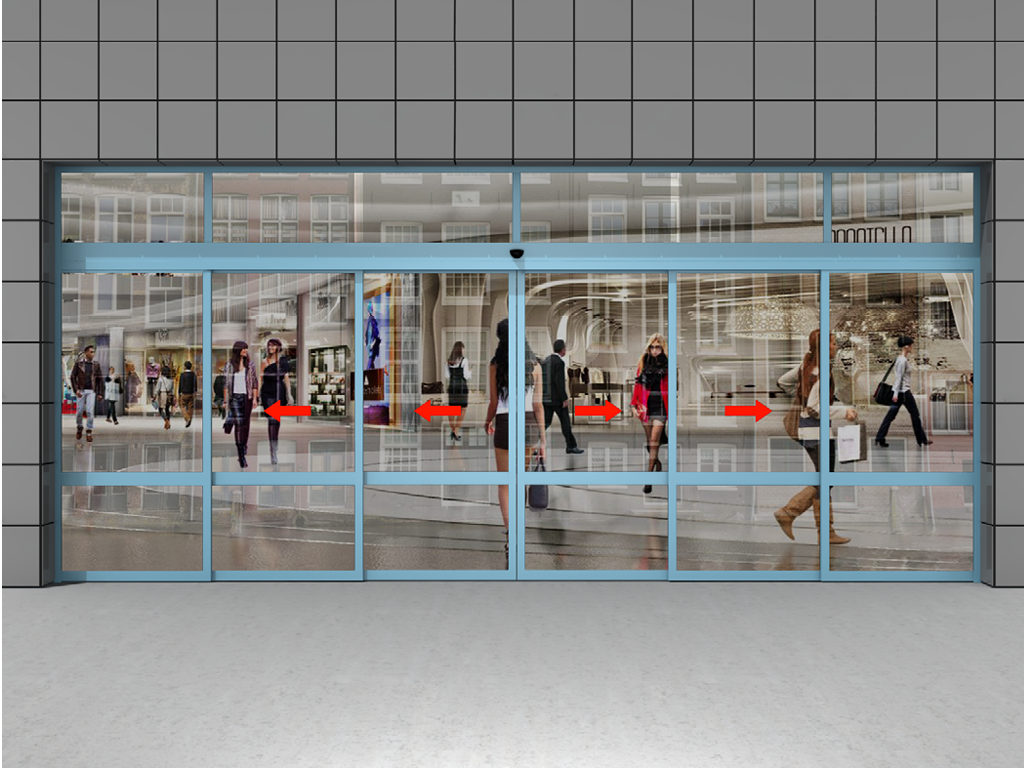 Комплект телескопической раздвижной двери (четыре подвижные и две неподвижные лайтстворки и фрамуга) для привода AD-SP-TELESCOPE 3