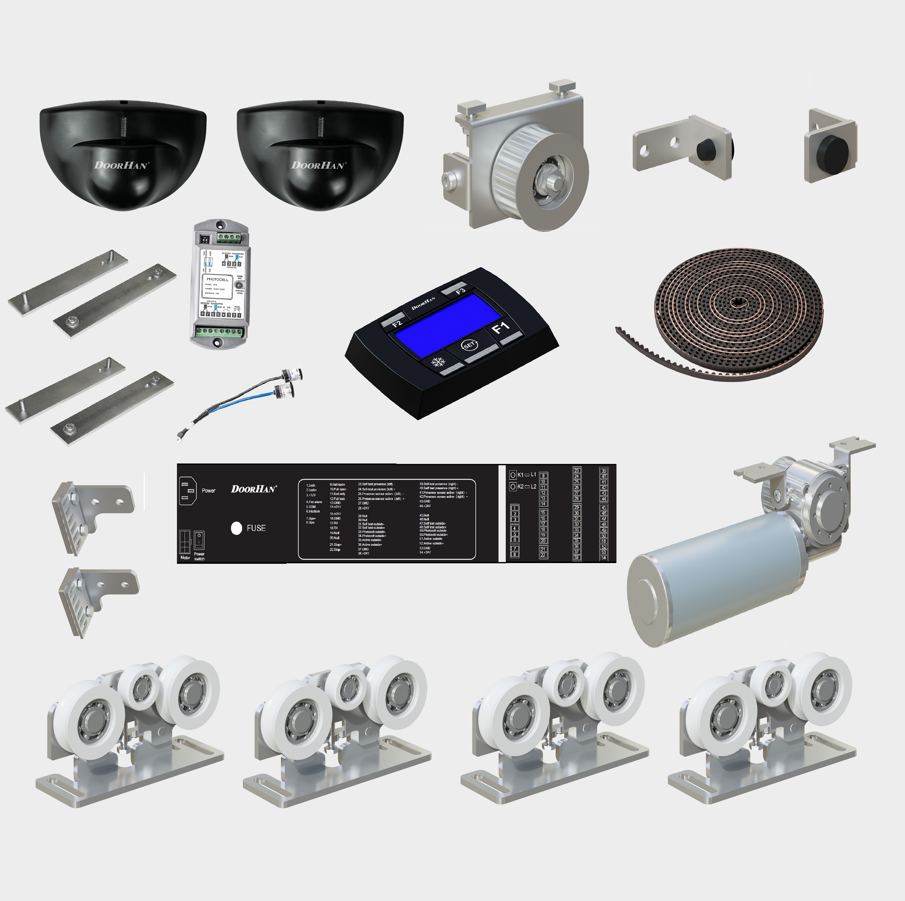 Комплект телескопической раздвижной двери (четыре подвижные лайтстворки и фрамуга) для привода AD-SP-TELESCOPE 9