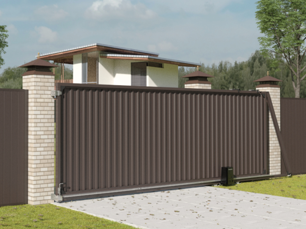 Откатные ворота из профлиста Revolution 12 Откатные ворота из профлиста Revolution 12