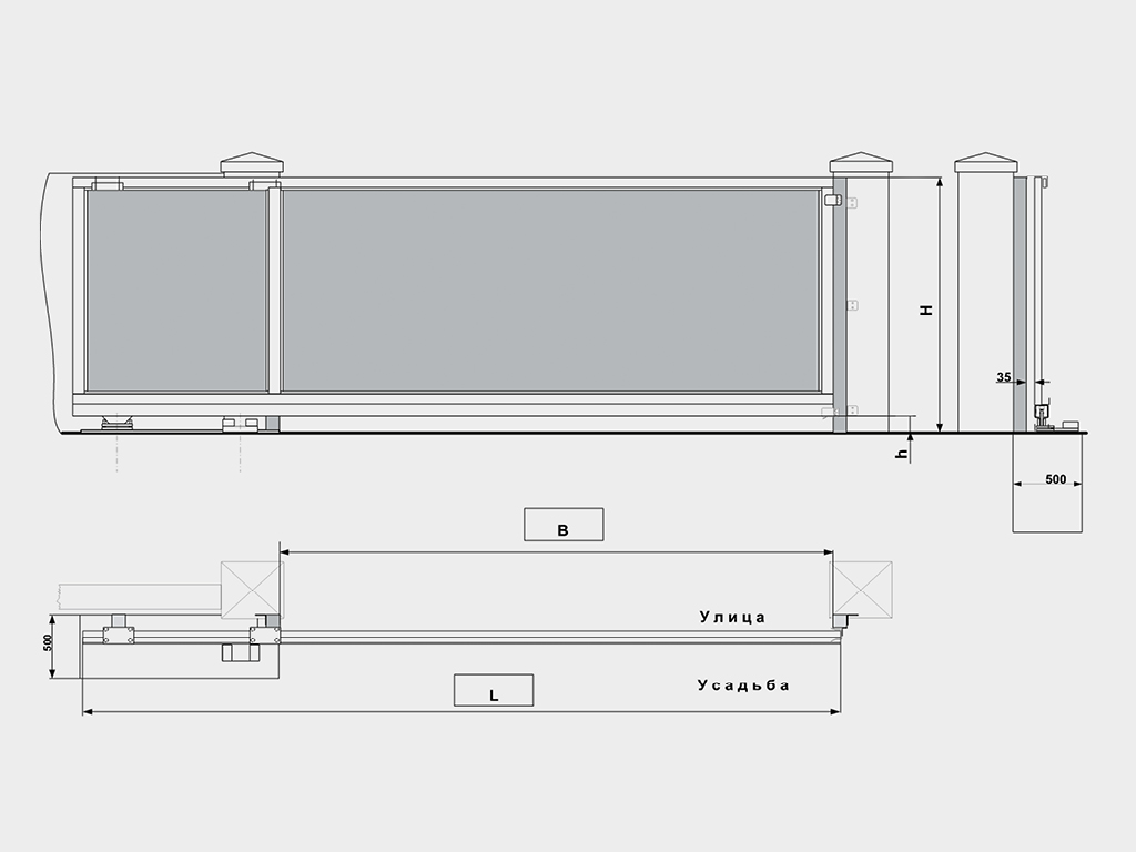 Откатные ворота из профлиста Revolution 3 Откатные ворота из профлиста Revolution 3