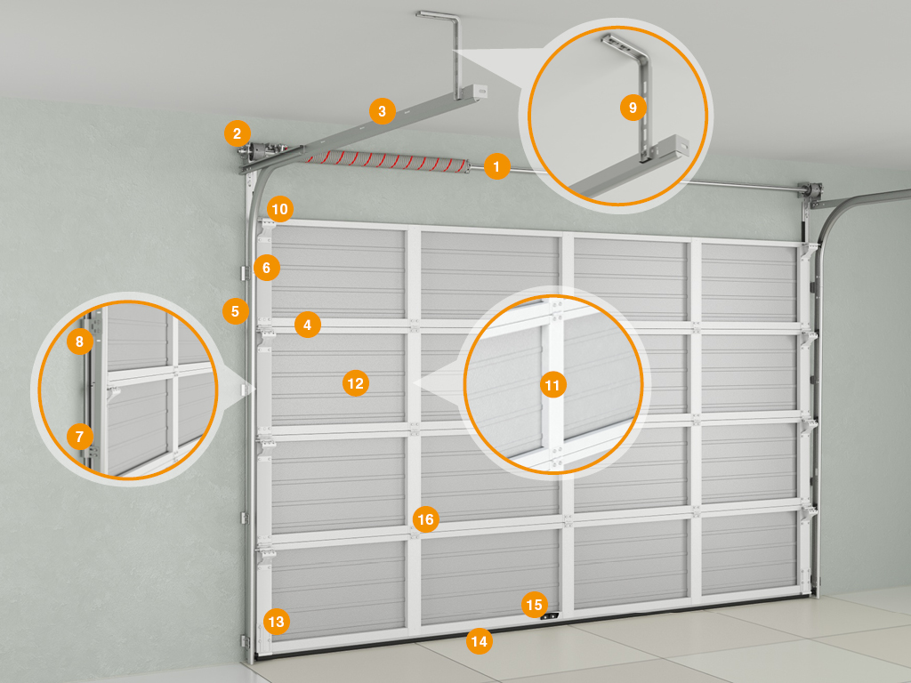 Ворота гаражные секционные из однослойных панелей с торсионным механизмом RSD02-SLP 2