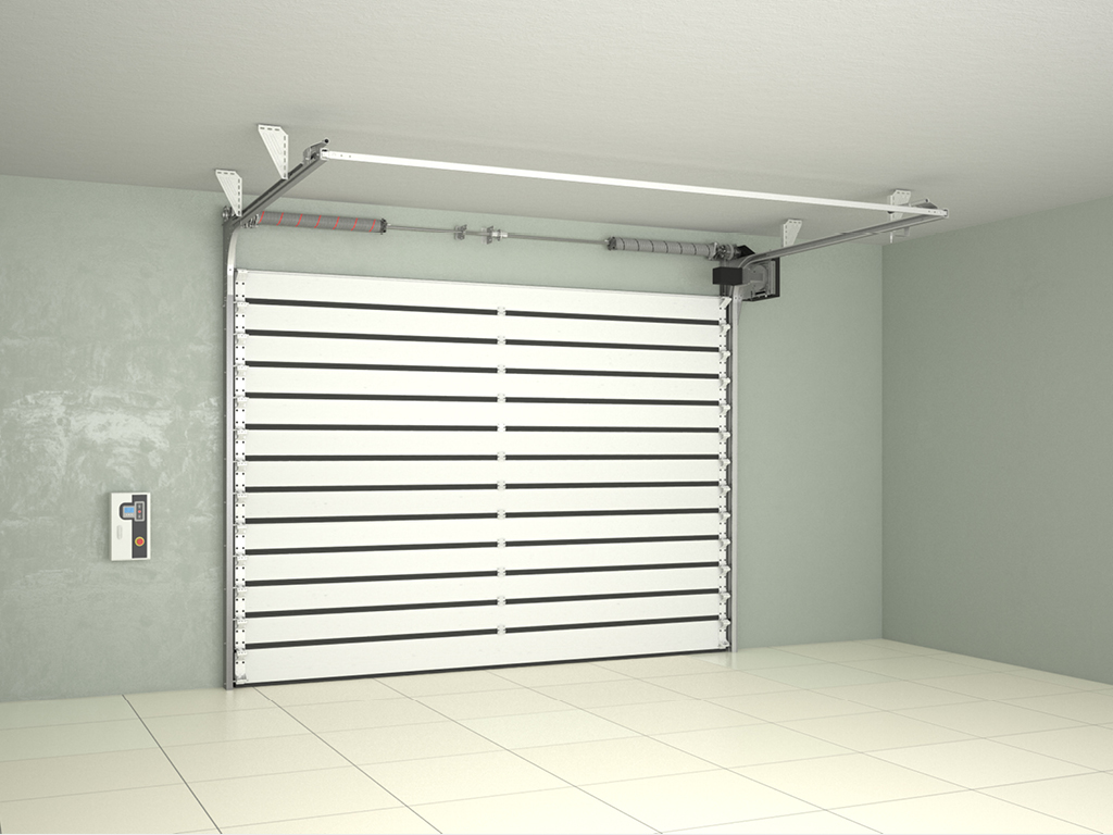 Промышленные скоростные секционные ворота с торсионным механизмом ISD01-Parking 1