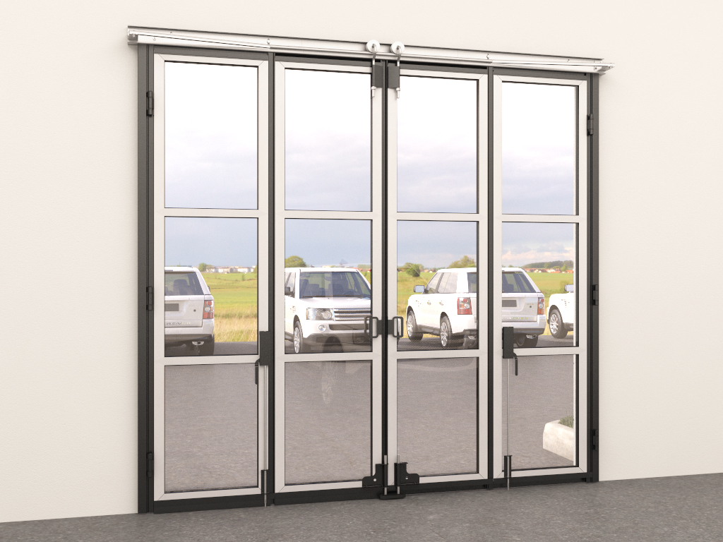 Складные панорамные ворота без нижней направляющей 1