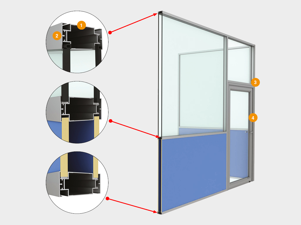 Офисные алюминиевые перегородки 1 Офисные алюминиевые перегородки 1