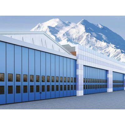 Промышленные складные ворота с нижней направляющей